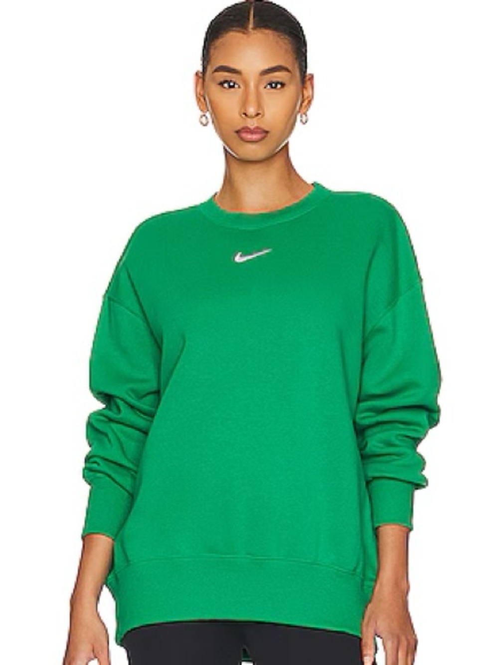 Nike Stadium Green Crewneck Sweatshirt with White Swoosh NSW